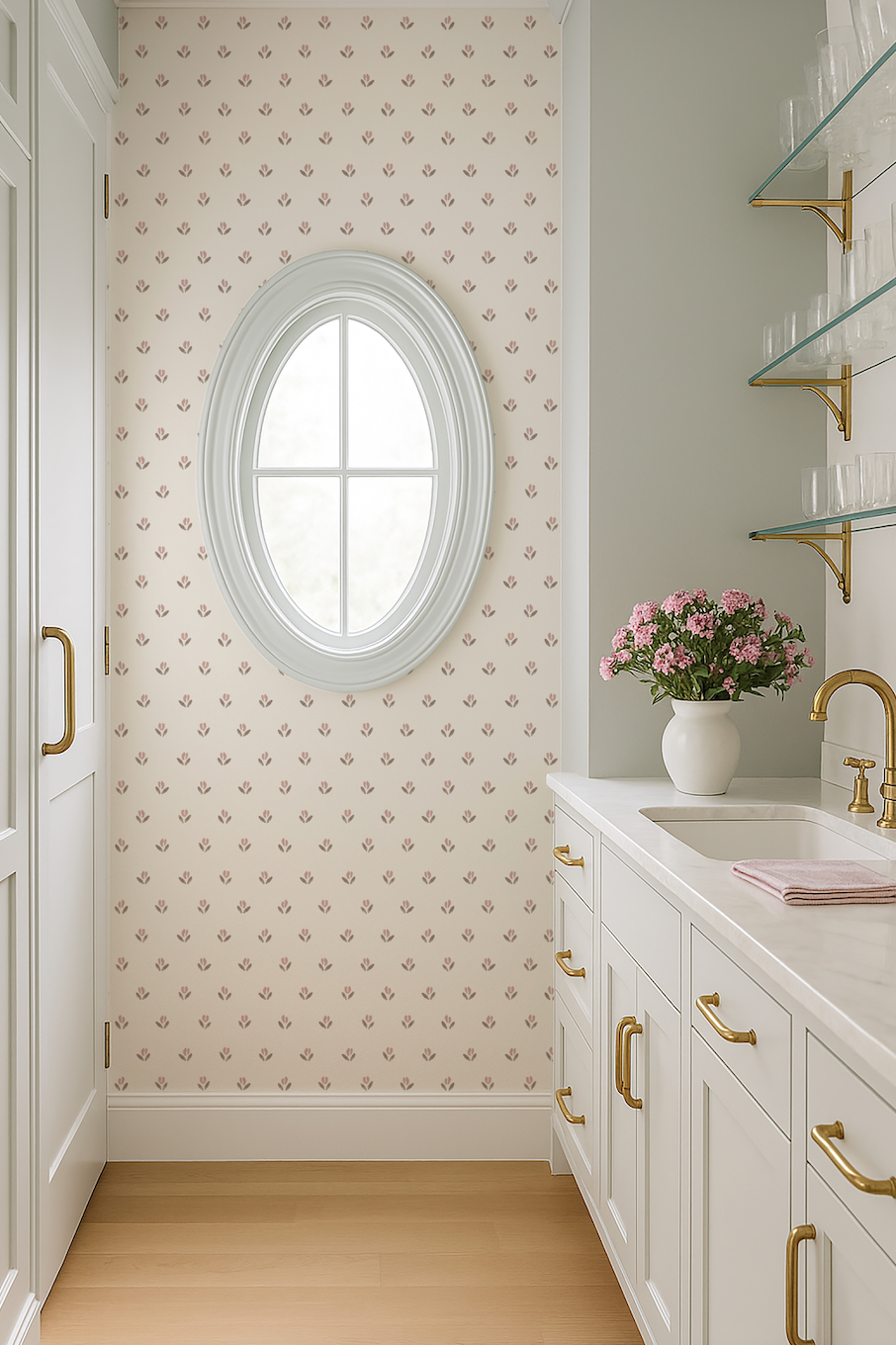 Baylor Floral Removable Wallpaper in Cream, Sage-Green & Dusty-Rose