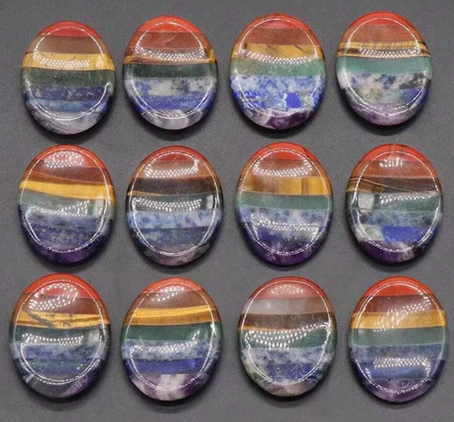 Chakra Crystal Palm Stone – Natural Worry Stone (1.4 x 1.8 inches)