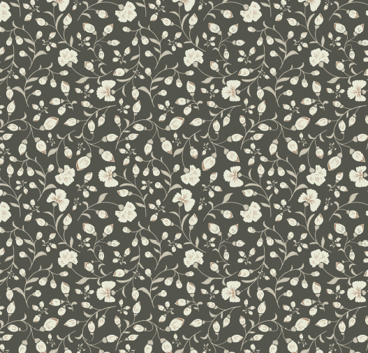 Avie Floral Wallpaper in Mauve and Charcoal Minimalist Design