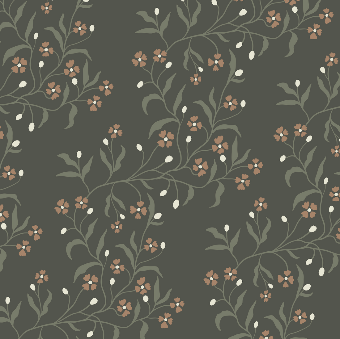 Rainey Floral Botanical Wallpaper in Sage Green and Dusty Pink