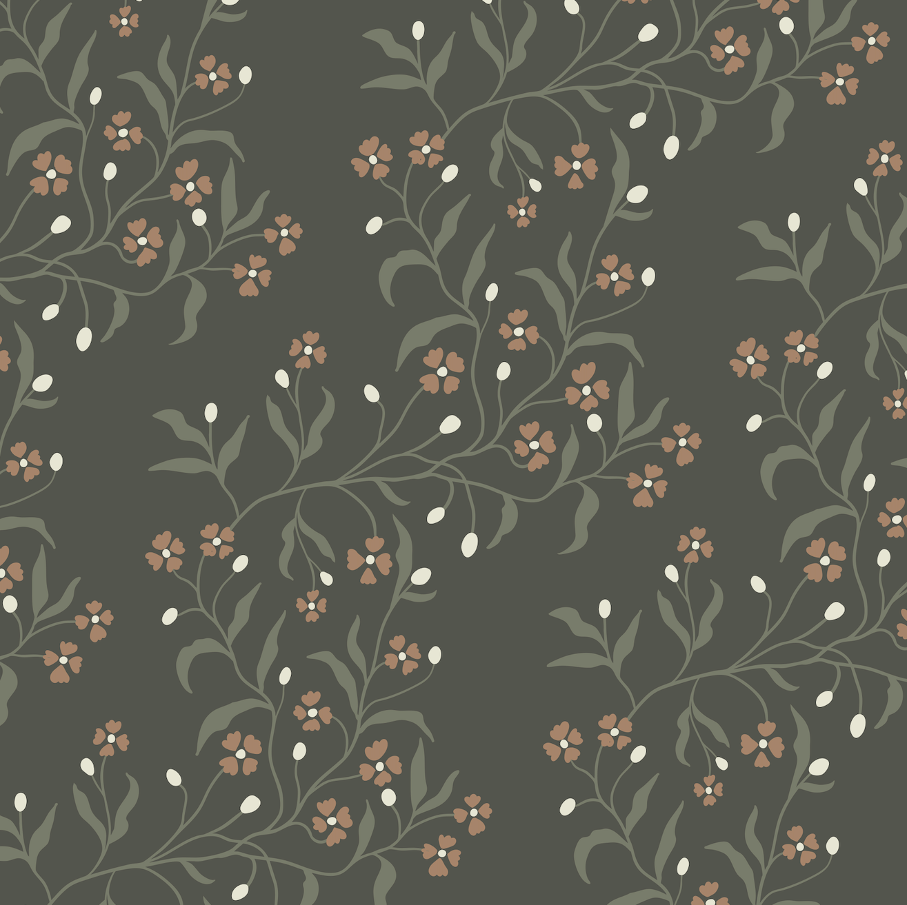 Rainey Floral Botanical Wallpaper in Sage Green and Dusty Pink