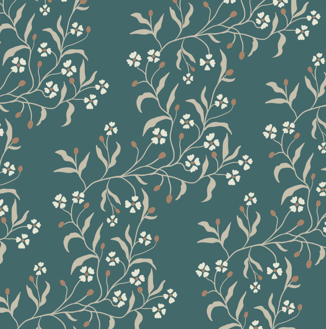 Rainey Floral Botanical Wallpaper in Sage Green and Dusty Pink