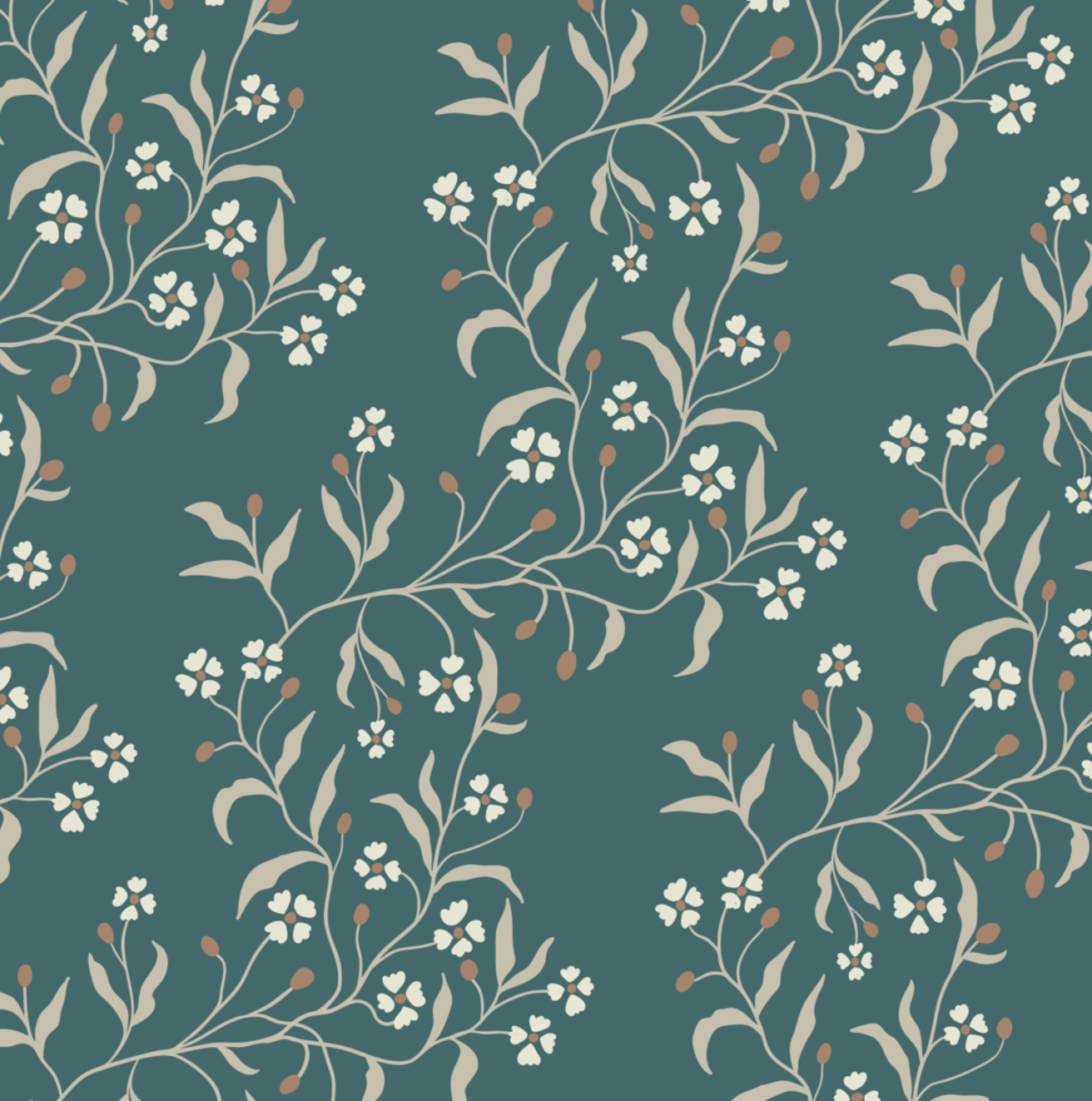 Rainey Floral Botanical Wallpaper in Sage Green and Dusty Pink
