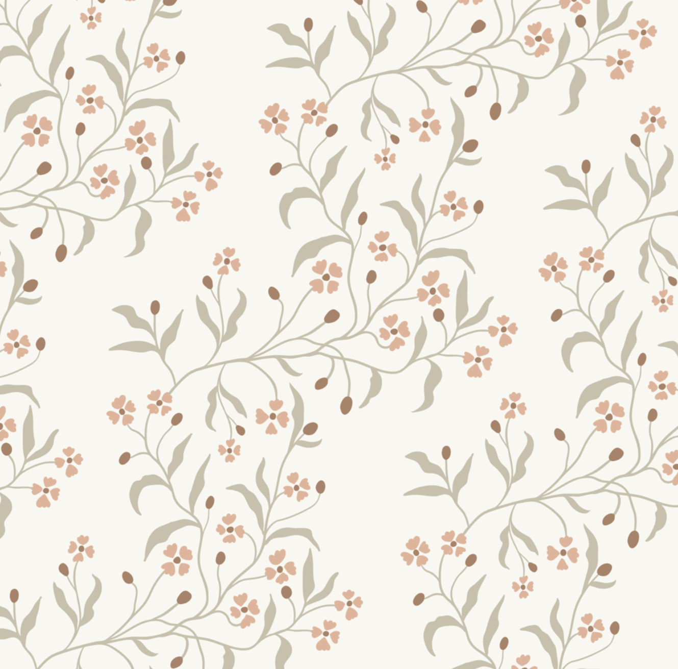 Rainey Floral Botanical Wallpaper in Sage Green and Dusty Pink