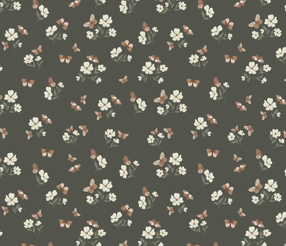 Winslie Floral Removable Wallpaper - Teal, Brown & White Bohemian