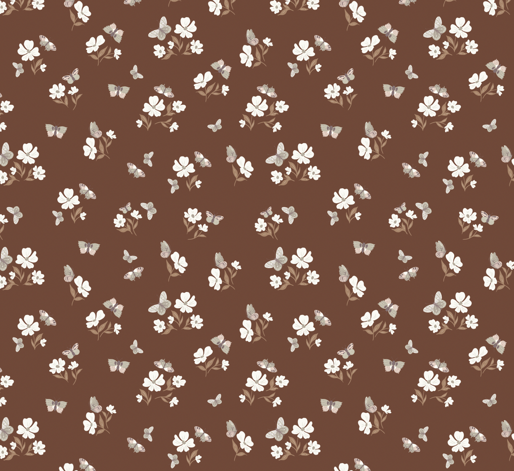 Winslie Floral Removable Wallpaper - Teal, Brown & White Bohemian