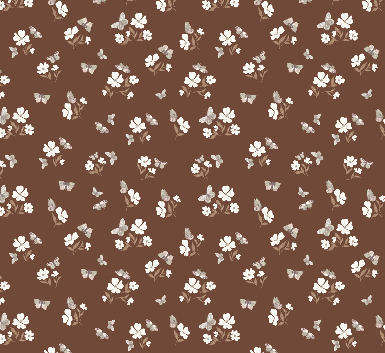 Winslie Floral Removable Wallpaper - Teal, Brown & White Bohemian