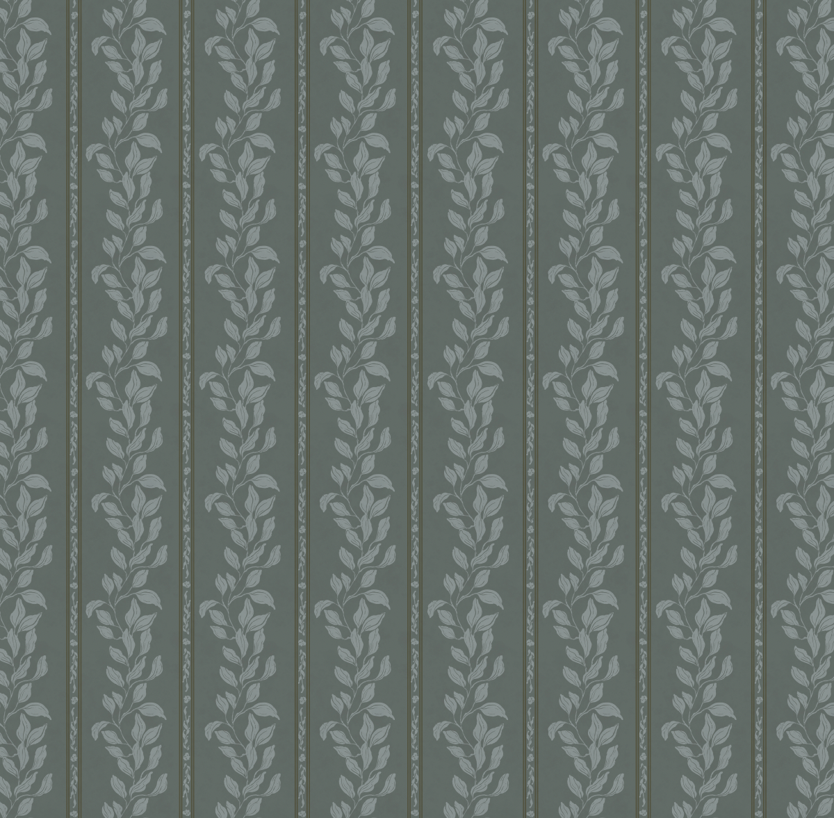 Rowe Floral Wallpaper in Grey-Green and Off-White