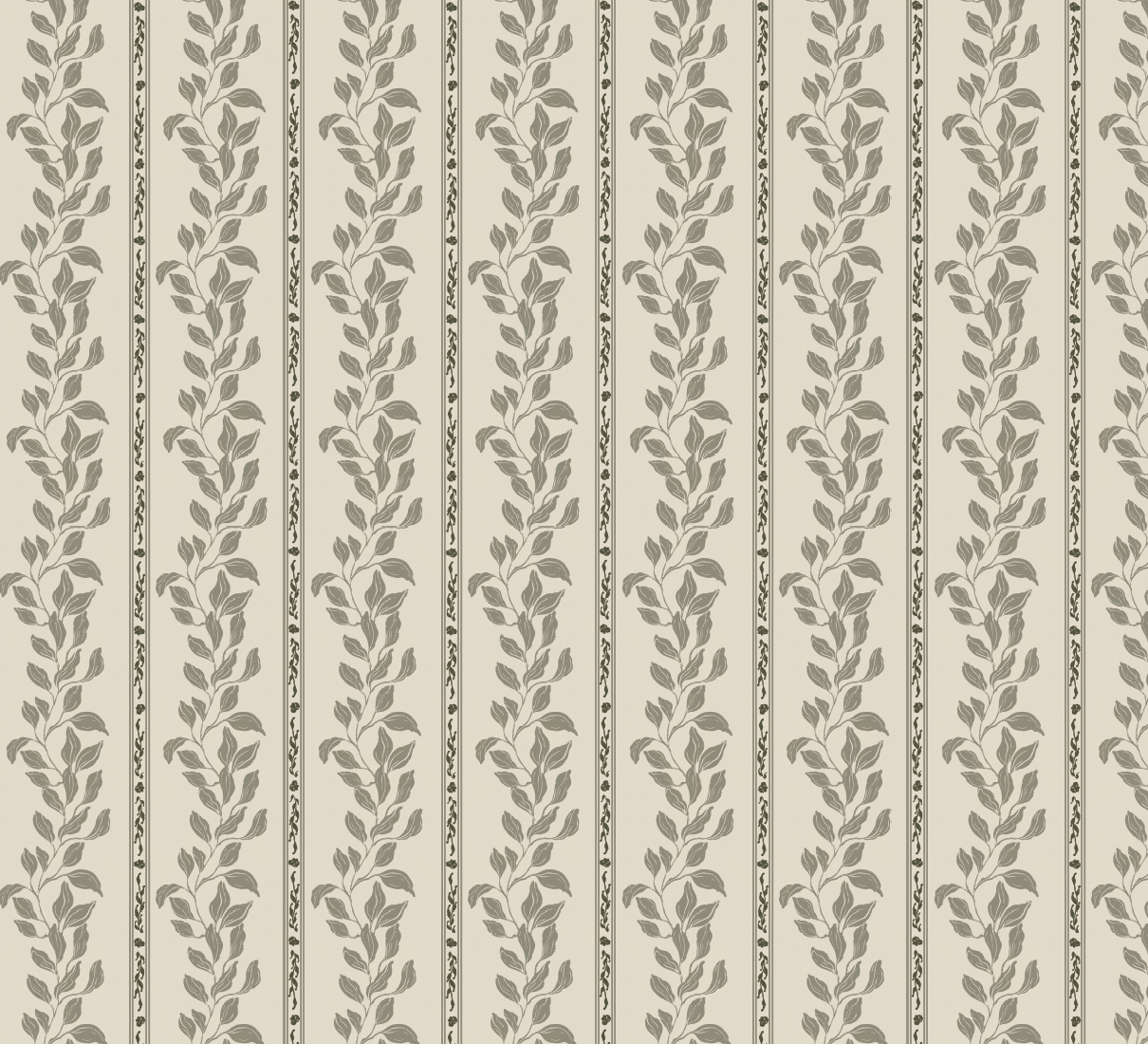 Rowe Floral Wallpaper in Grey-Green and Off-White