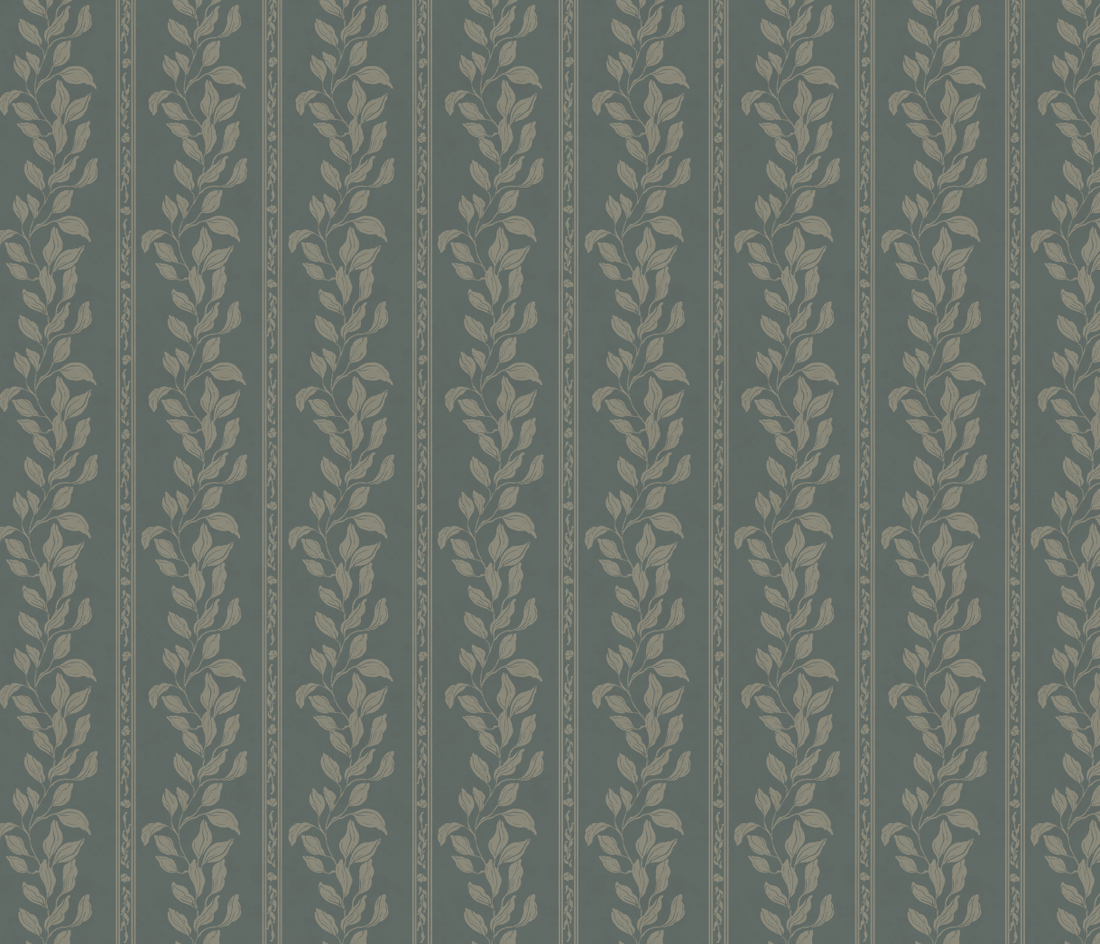 Rowe Floral Wallpaper in Grey-Green and Off-White