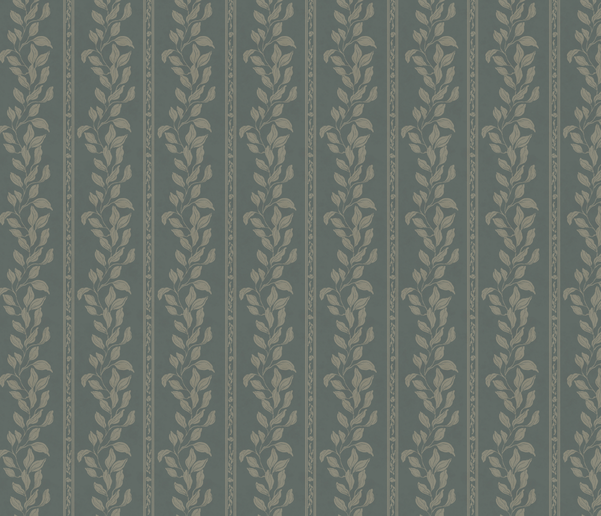 Rowe Floral Wallpaper in Grey-Green and Off-White