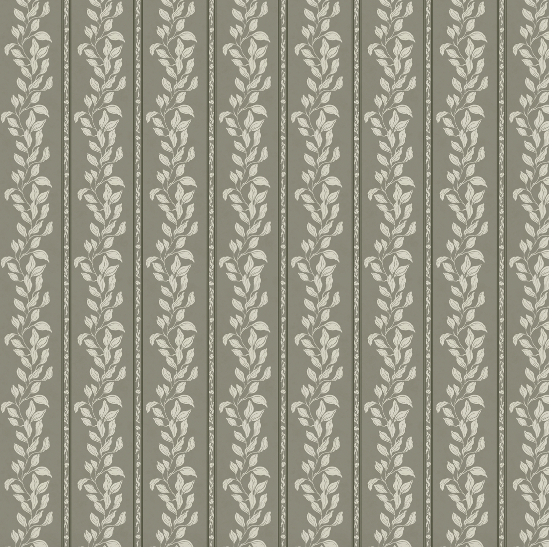 Rowe Floral Wallpaper in Grey-Green and Off-White