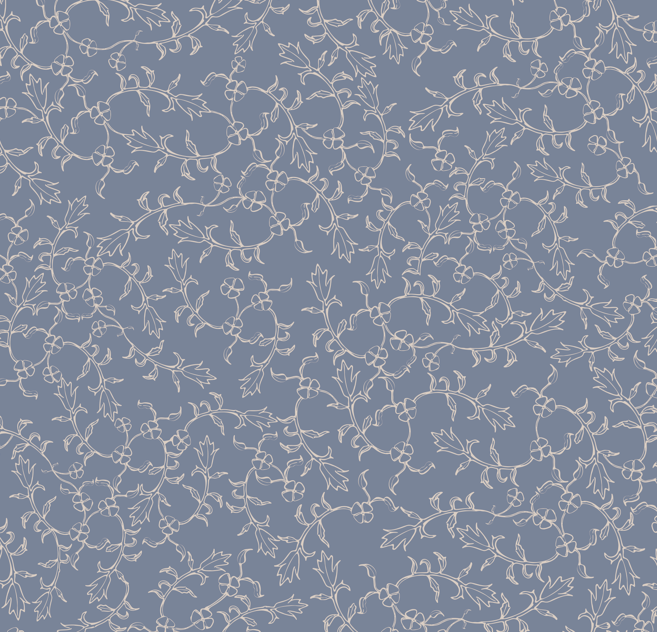 Maeva Floral Wallpaper in Beige, Blue-Gray and Off-White