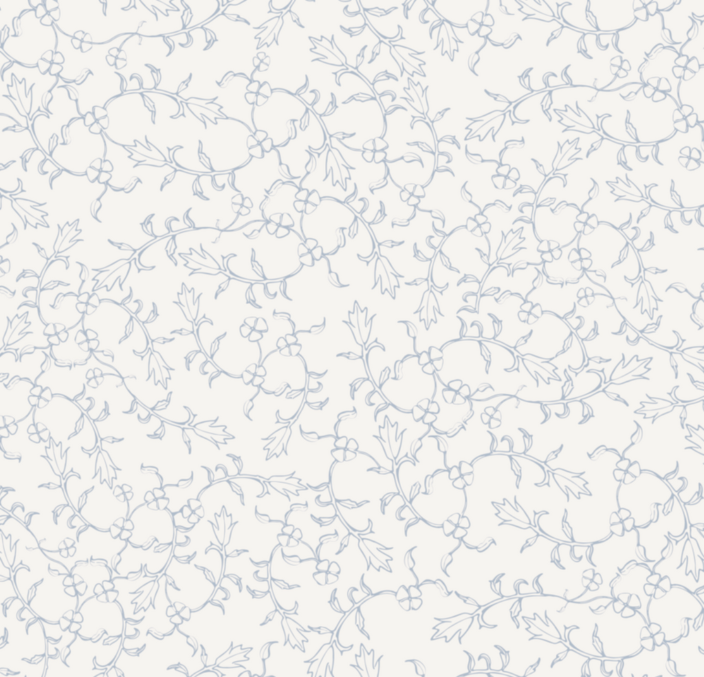 Maeva Floral Wallpaper in Beige, Blue-Gray and Off-White