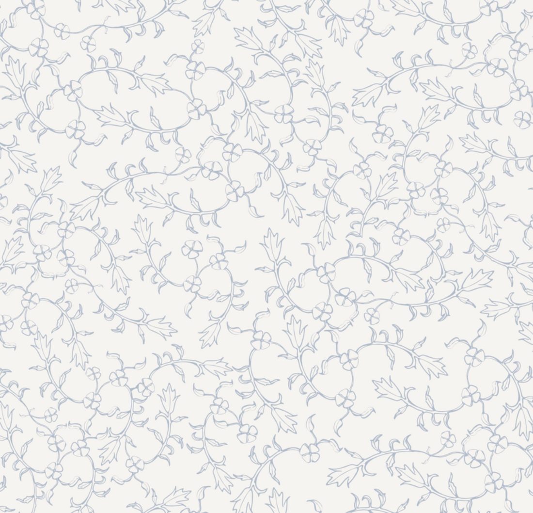 Maeva Floral Wallpaper in Beige, Blue-Gray and Off-White