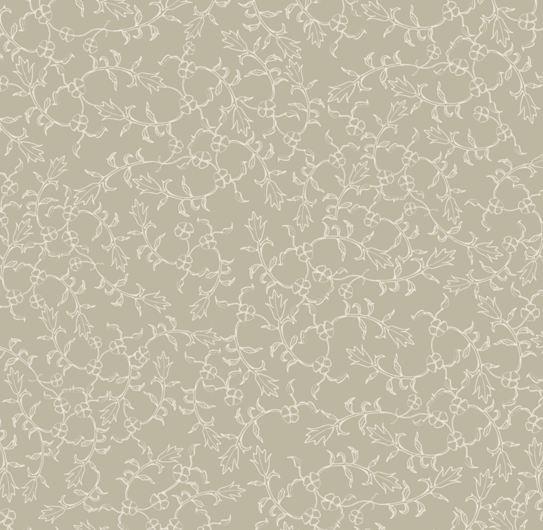 Maeva Floral Wallpaper in Beige, Blue-Gray and Off-White