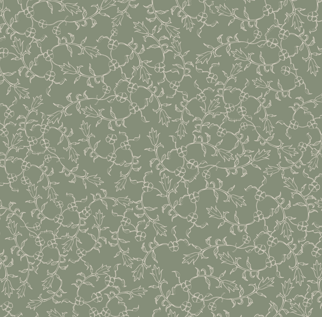 Maeva Floral Wallpaper in Beige, Blue-Gray and Off-White