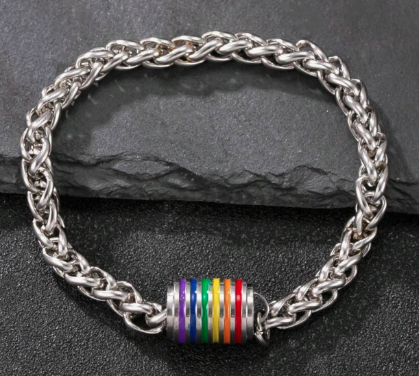 🌈 Stainless Steel Rainbow Charm Bracelet – LGBTQ+ Pride Jewelry