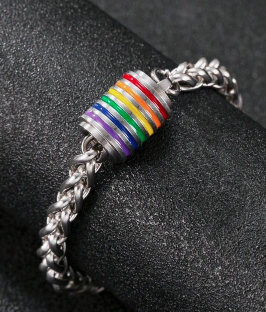 🌈 Stainless Steel Rainbow Charm Bracelet – LGBTQ+ Pride Jewelry