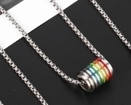 🌈 Pride Barrel Necklace – Stainless Steel LGBTQ+ Jewelry (Silver Tone or Black Tone)