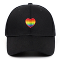 🌈 Pride Heart Embroidered Baseball Cap – Unisex Adjustable Hat (Navy Blue or Black)