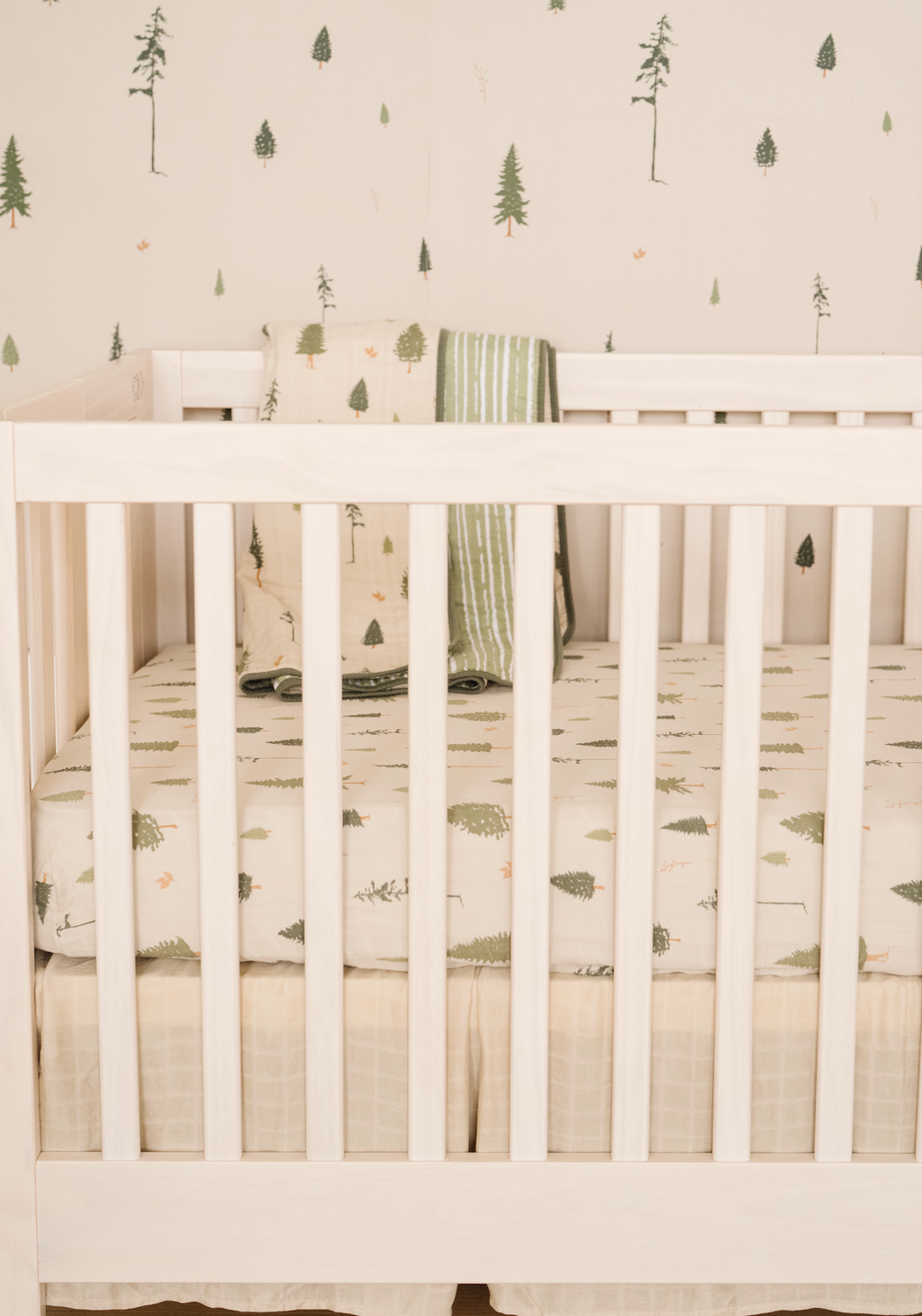 Pine Nature-Inspired Removable Wallpaper in Beige and Green