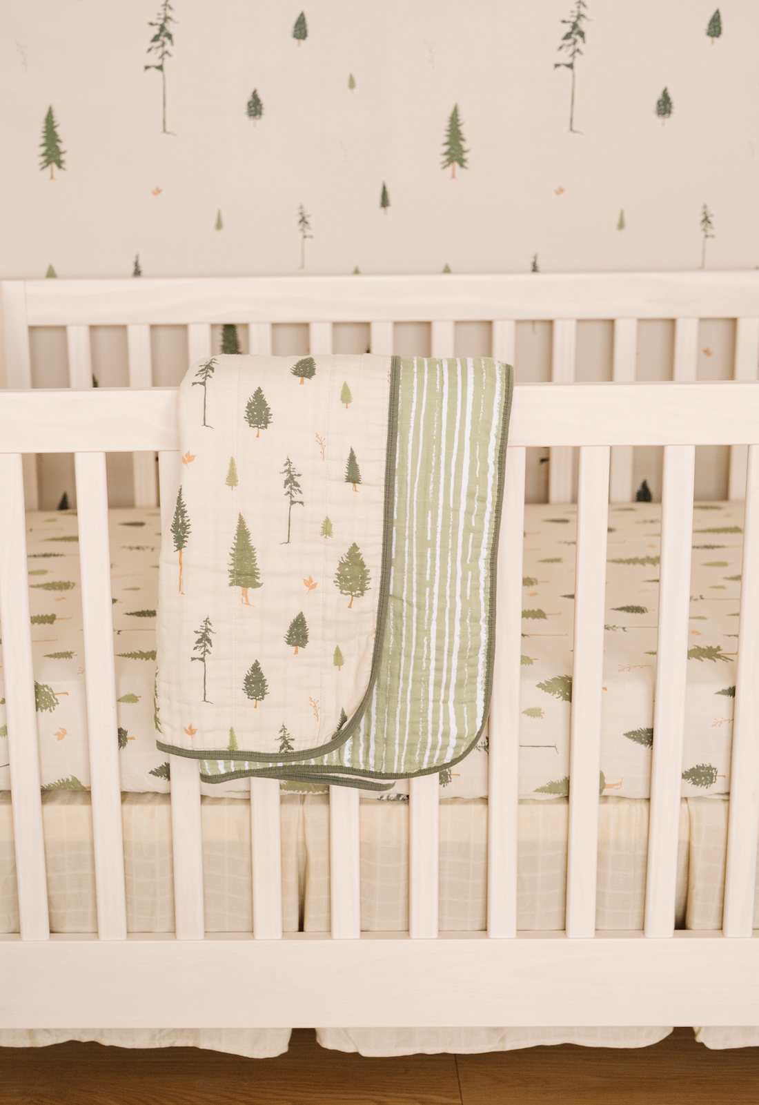 Pine Nature-Inspired Removable Wallpaper in Beige and Green