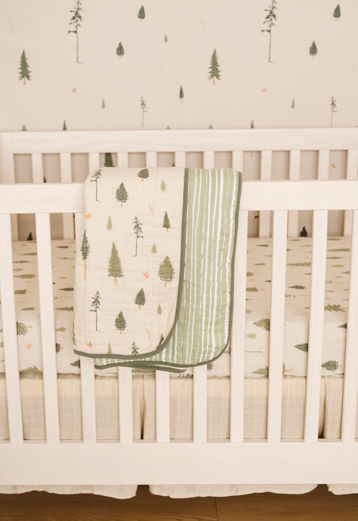 Pine Nature-Inspired Removable Wallpaper in Beige and Green