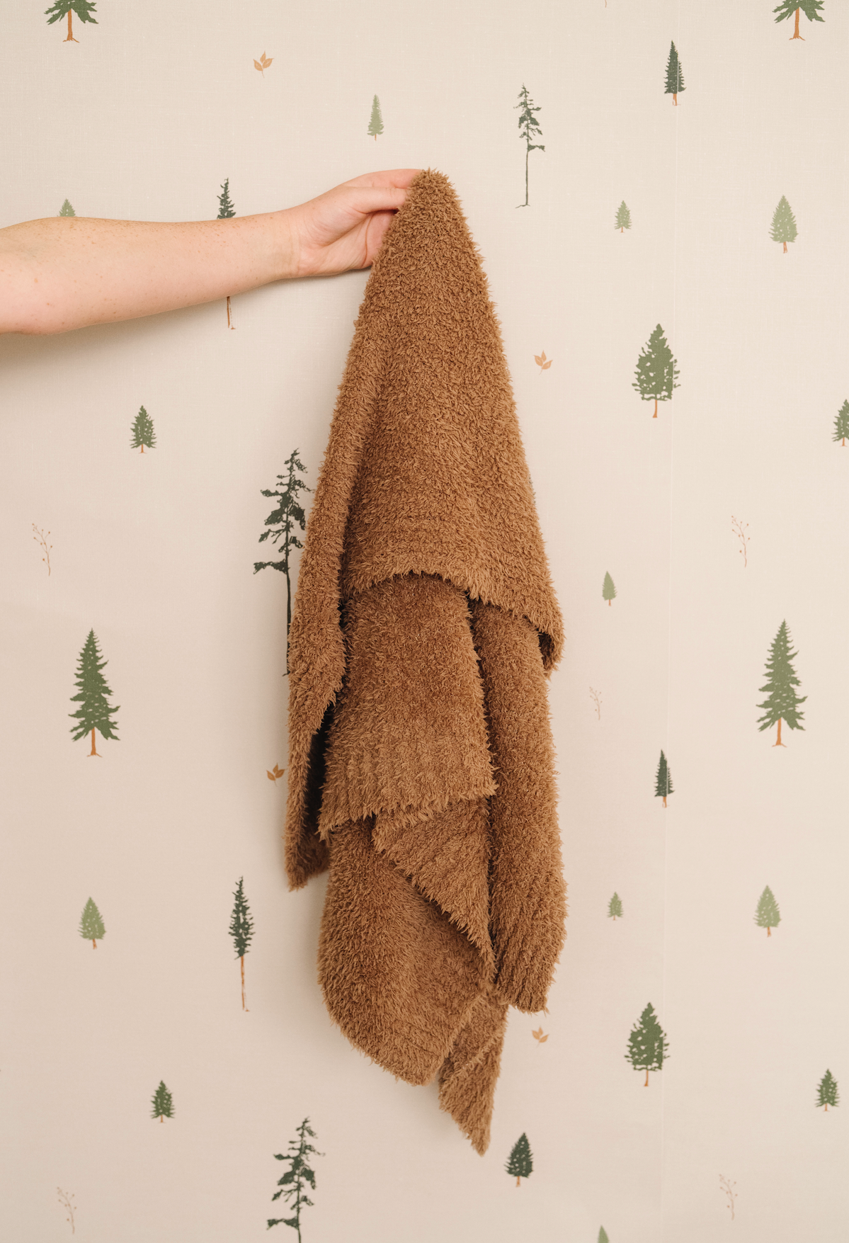 Pine Nature-Inspired Removable Wallpaper in Beige and Green