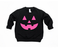 Neon Pink Jack-o-Lantern on Black - See Matching Mama!