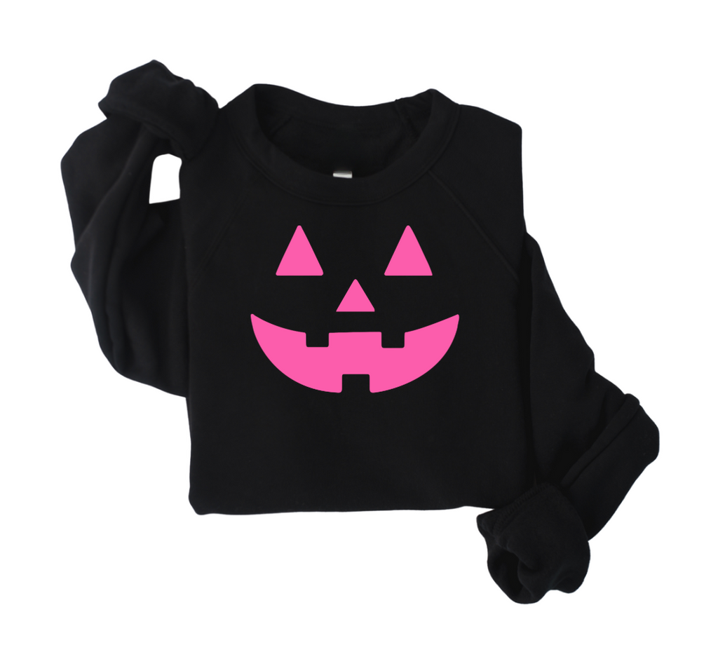 Neon Pink Jack-o-Lantern on Black - See Matching Mini!