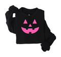 Neon Pink Jack-o-Lantern on Black - See Matching Mini!
