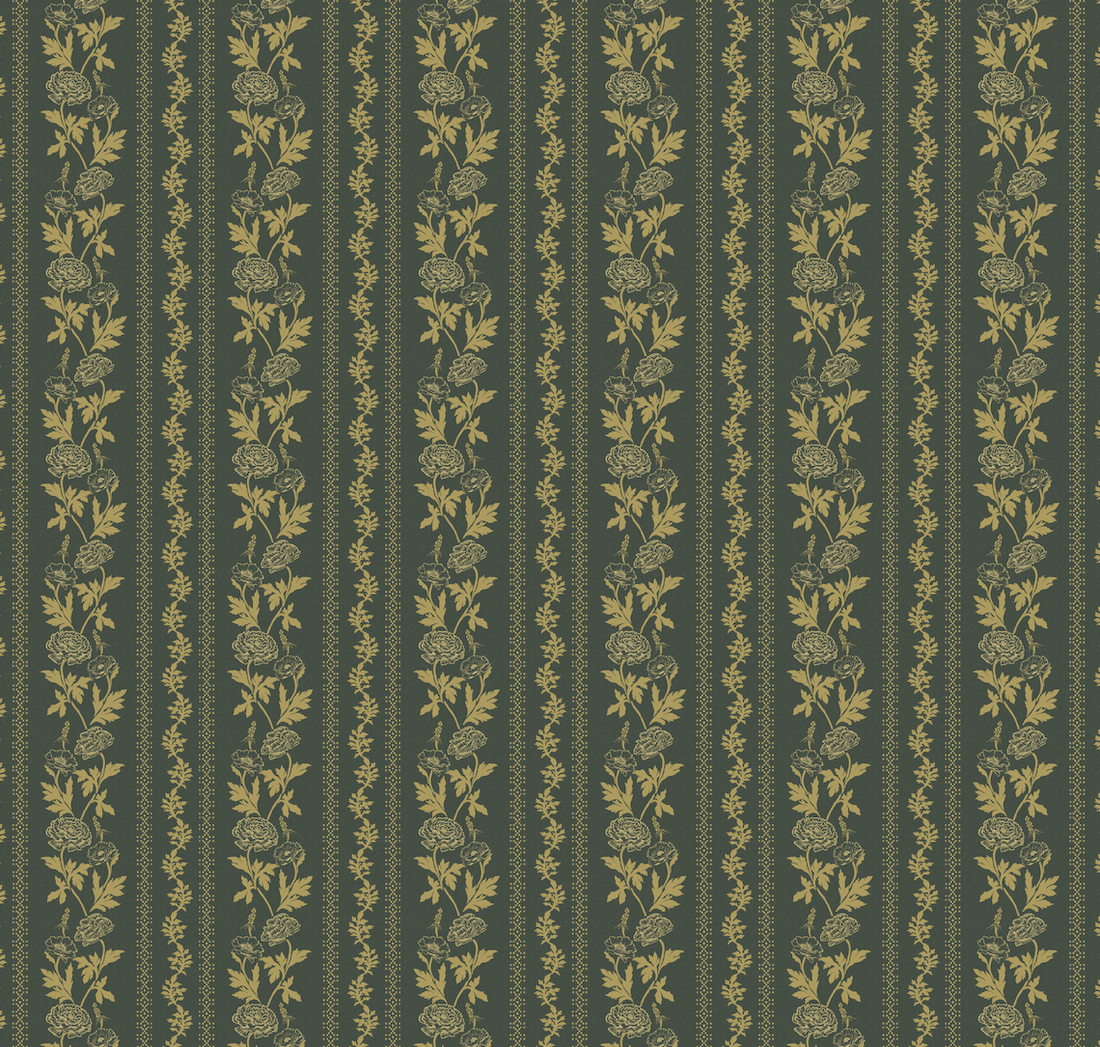 Marisol Floral Wallpaper in Green, Gold, Cream and Rose