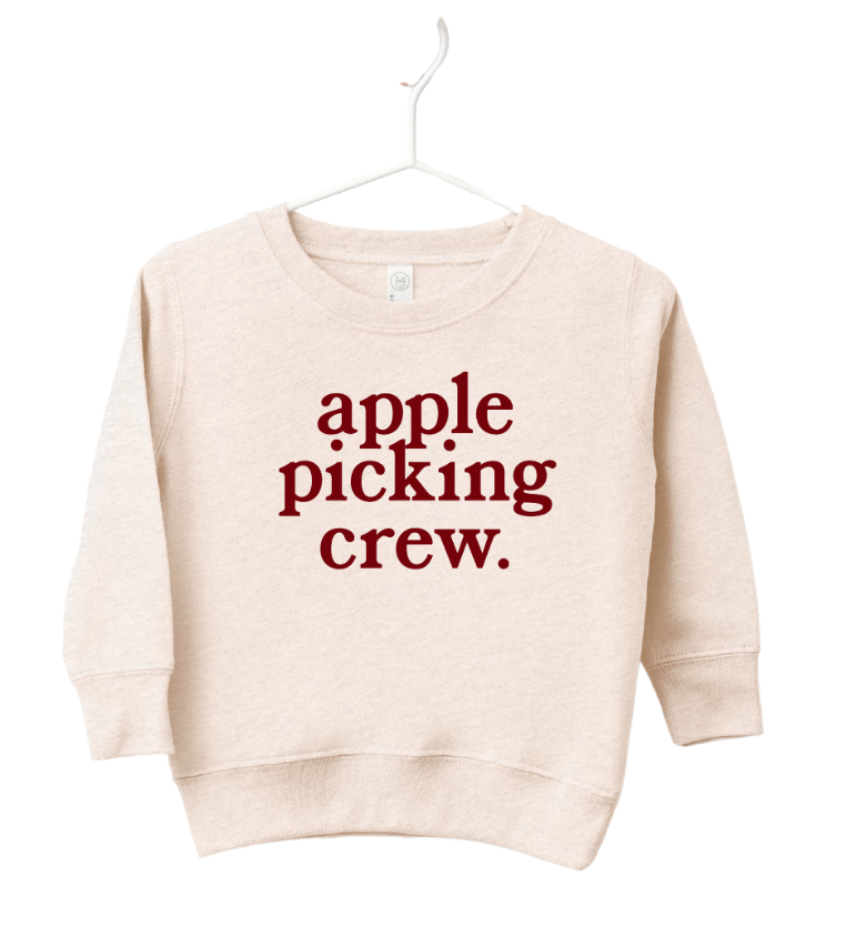 Natural cotton blend Apple Picking crewneck sweatshirt with graphic design