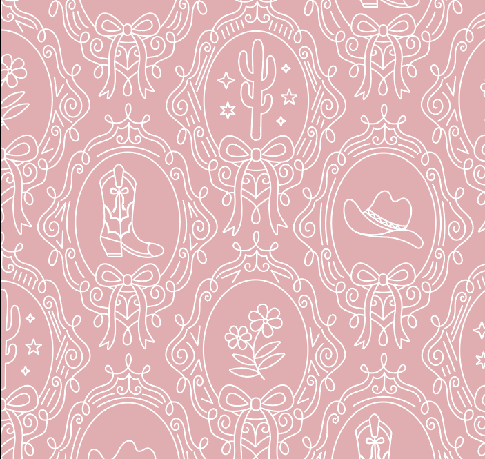Laramie Wallpaper in Pink, Blue and Sage-Green Western-Whimsy