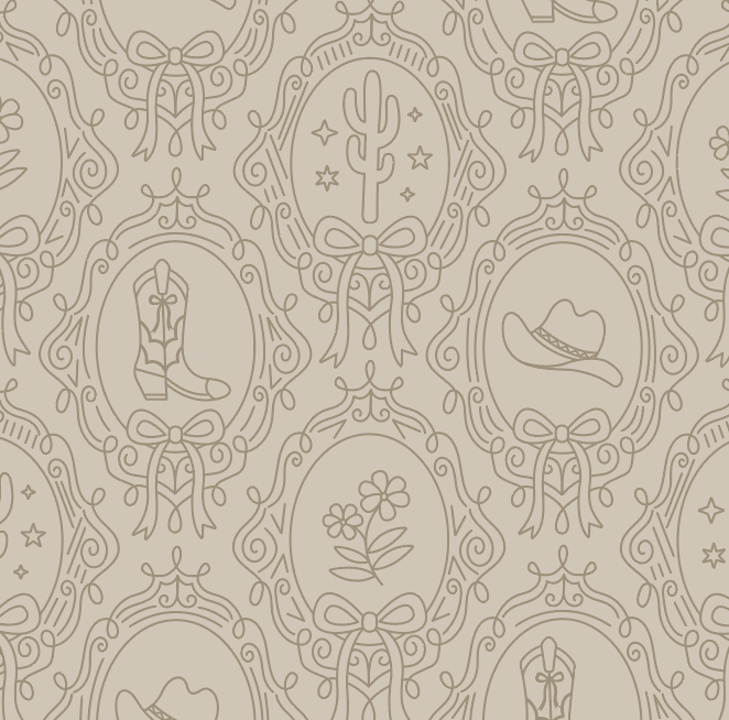 Laramie Wallpaper in Pink, Blue and Sage-Green Western-Whimsy
