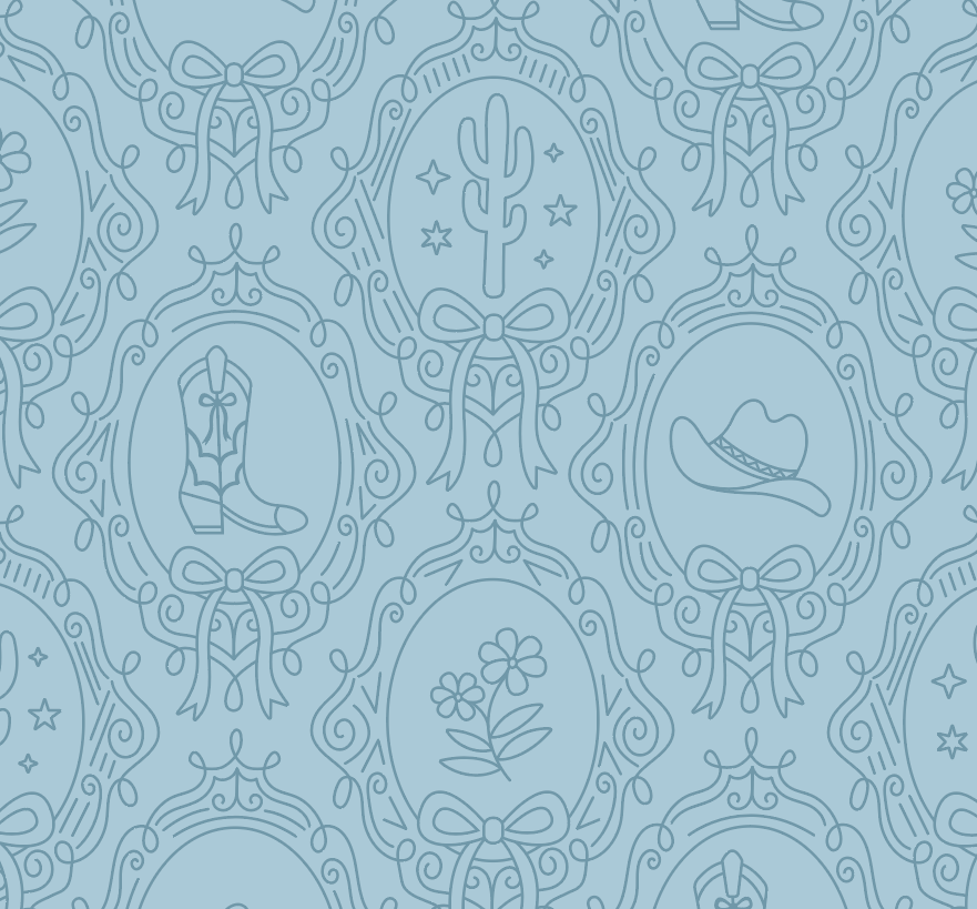 Laramie Wallpaper in Pink, Blue and Sage-Green Western-Whimsy