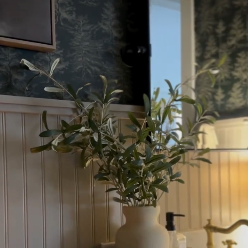 Dakota Botanical Wallpaper in Green, White, and Grey