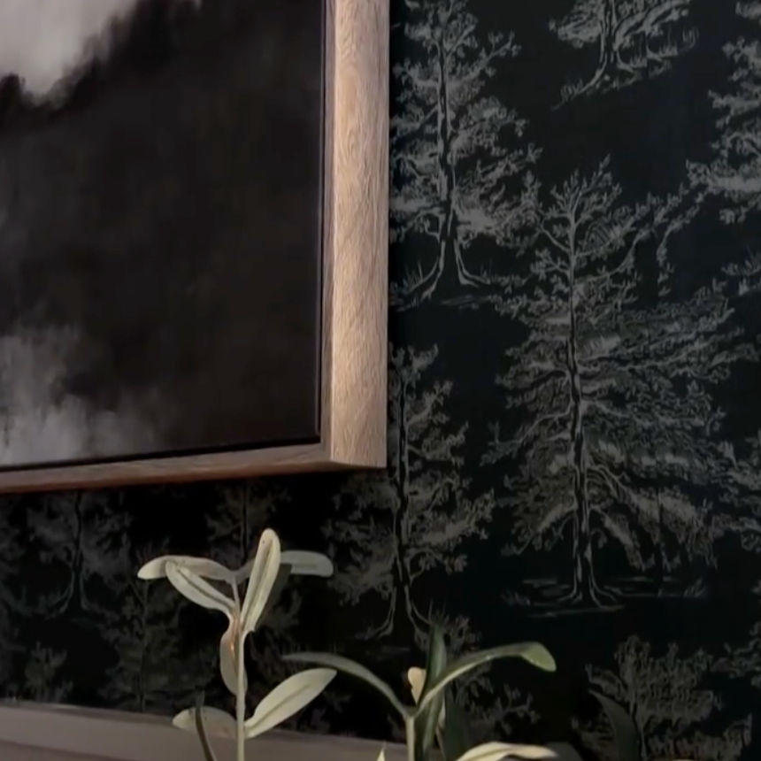 Dakota Botanical Wallpaper in Green, White, and Grey