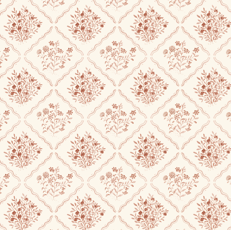 Kaylum Floral Wallpaper in Cream and Terracotta - Bohemian