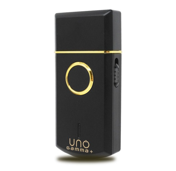 Gamma+ UNO Single Foil Shaver in black with gold titanium foil head