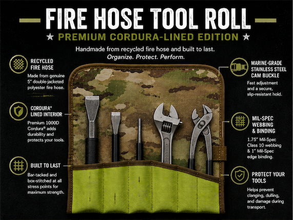 Heavy-Duty Fire Hose Tool Roll with Cordura Lining