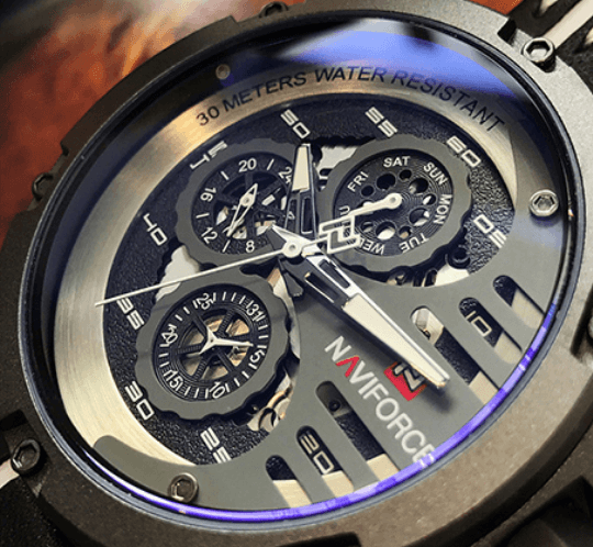 Men's Waterproof Sports Watch with Leather Band & Chronometers
