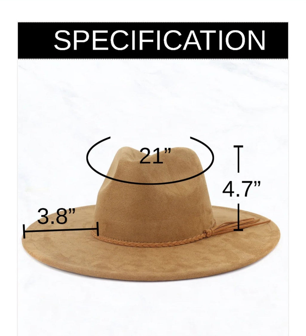 Taupe Boho Western Felt Hat with Feather Accent Band - Image 8