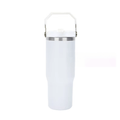 White Tumbler with Flip up Straw  30 oz Sublimation