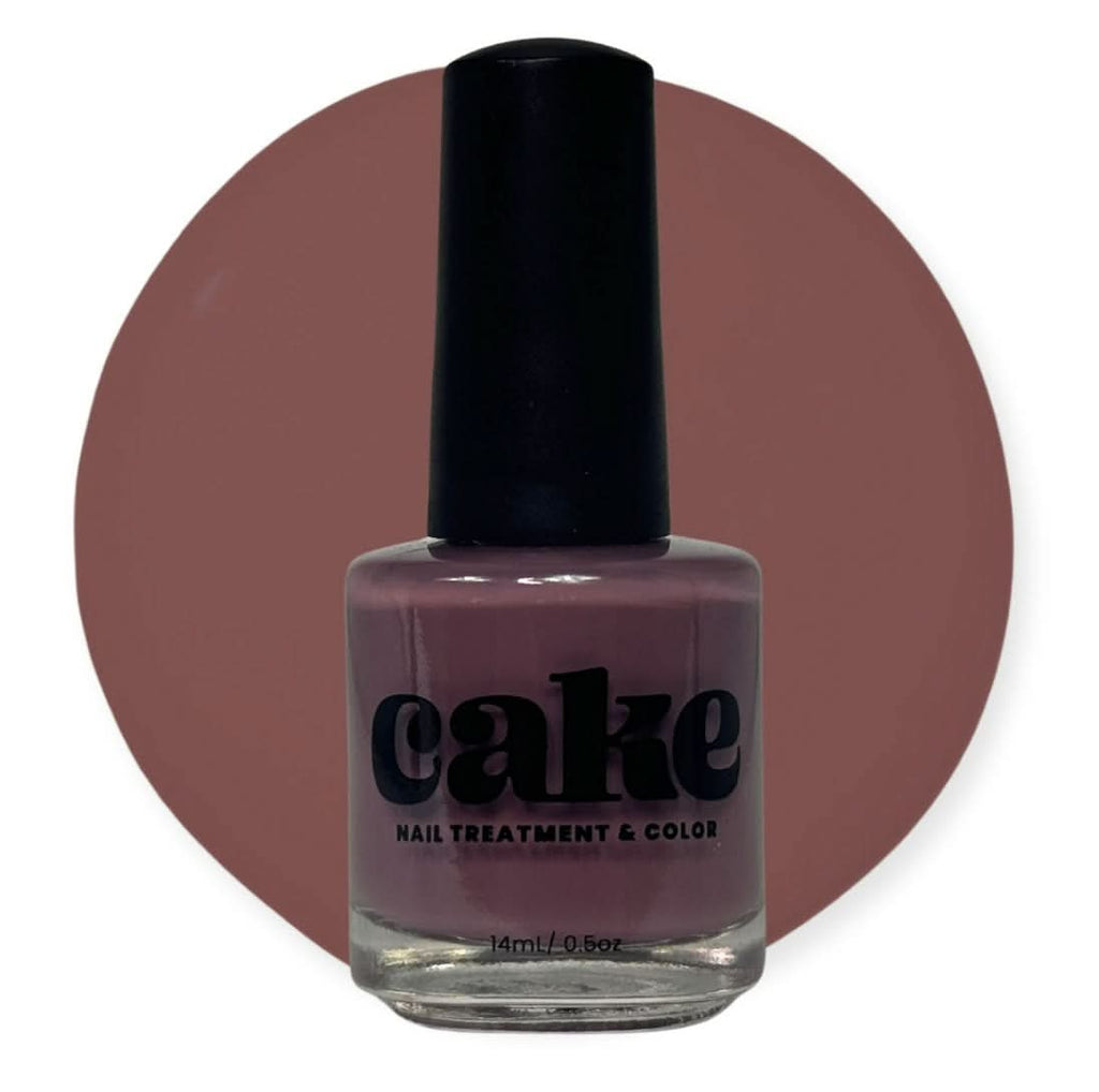 CAKE Thistle Be Fabulous dusty rose mauve nail polish in 0.5oz bottle