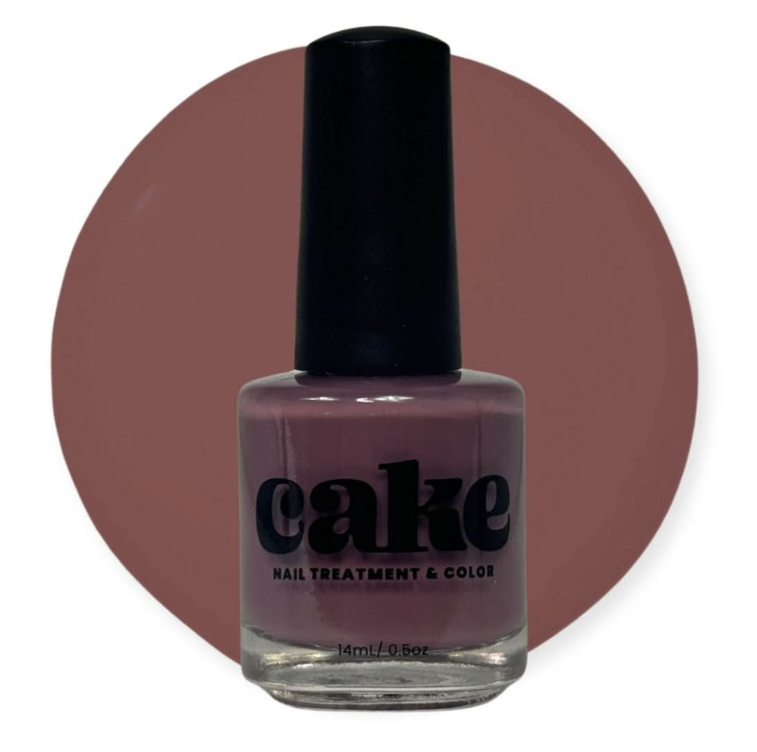 CAKE Thistle Be Fabulous dusty rose mauve nail polish in 0.5oz bottle
