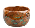 Handcrafted rosewood yarn bowl with unique swirling resin accents