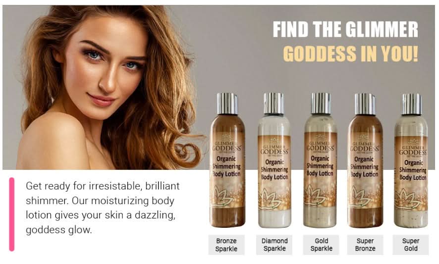 Organic Gold Shimmer Body Lotion 8 oz – Radiant Moisturizing Glow