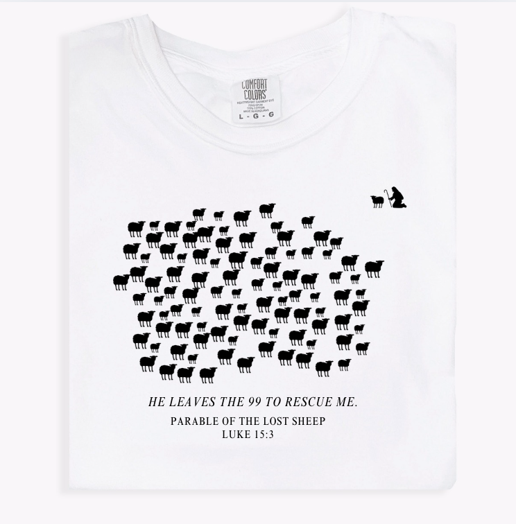 The Parable of the Lost Sheep Christian Faith T-Shirt Luke 15:3